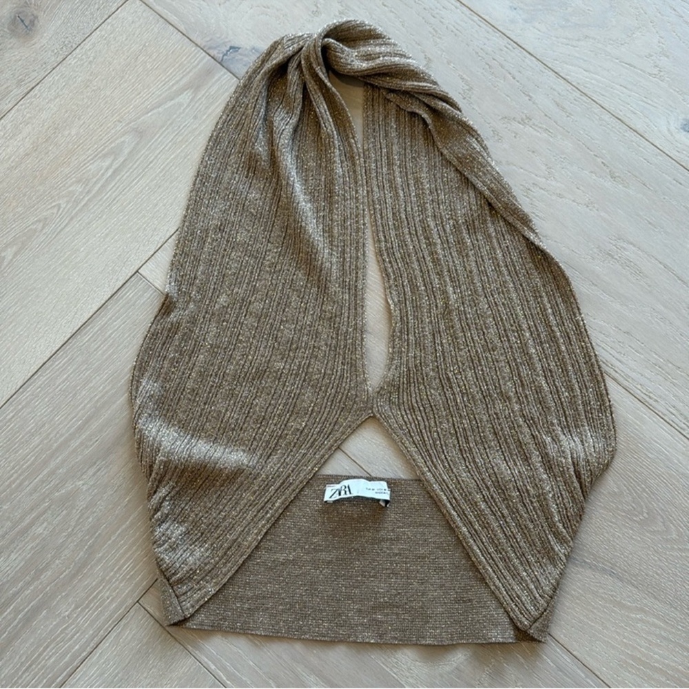 Zara Metallic Gold Halter Top